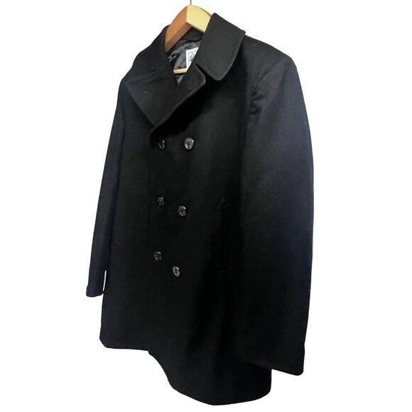 Defense Logistics Military Double Breasted Black Wool Heavy Peacoat 44XL Pockets - Picture 3 of 9